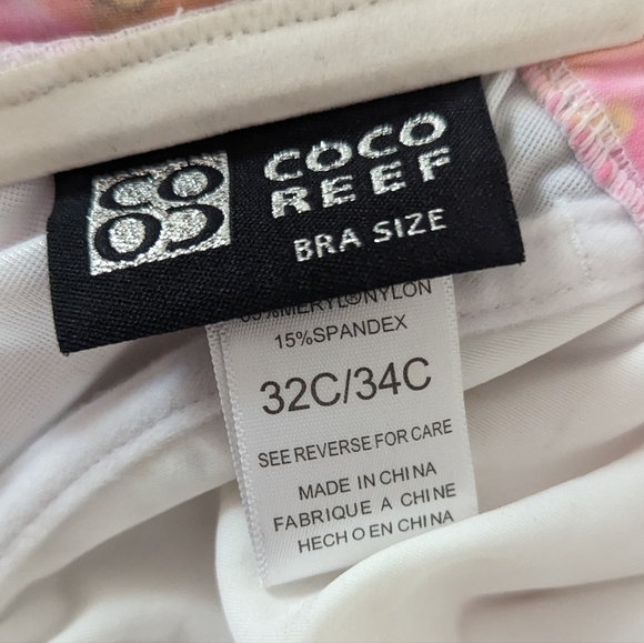 NWT Coco Reef Underwire Halter Multicolored Swim Top with White Stones 32/34C‎ - Picture 5 of 9